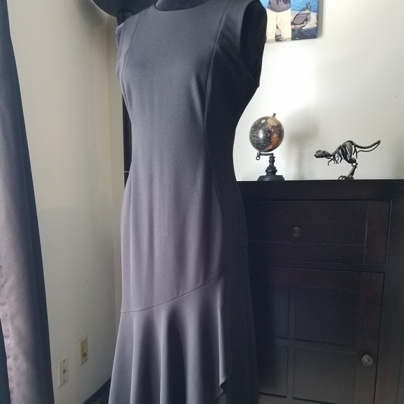 Calvin Klein black fluted flutter formal dress - Picture 2 of 8